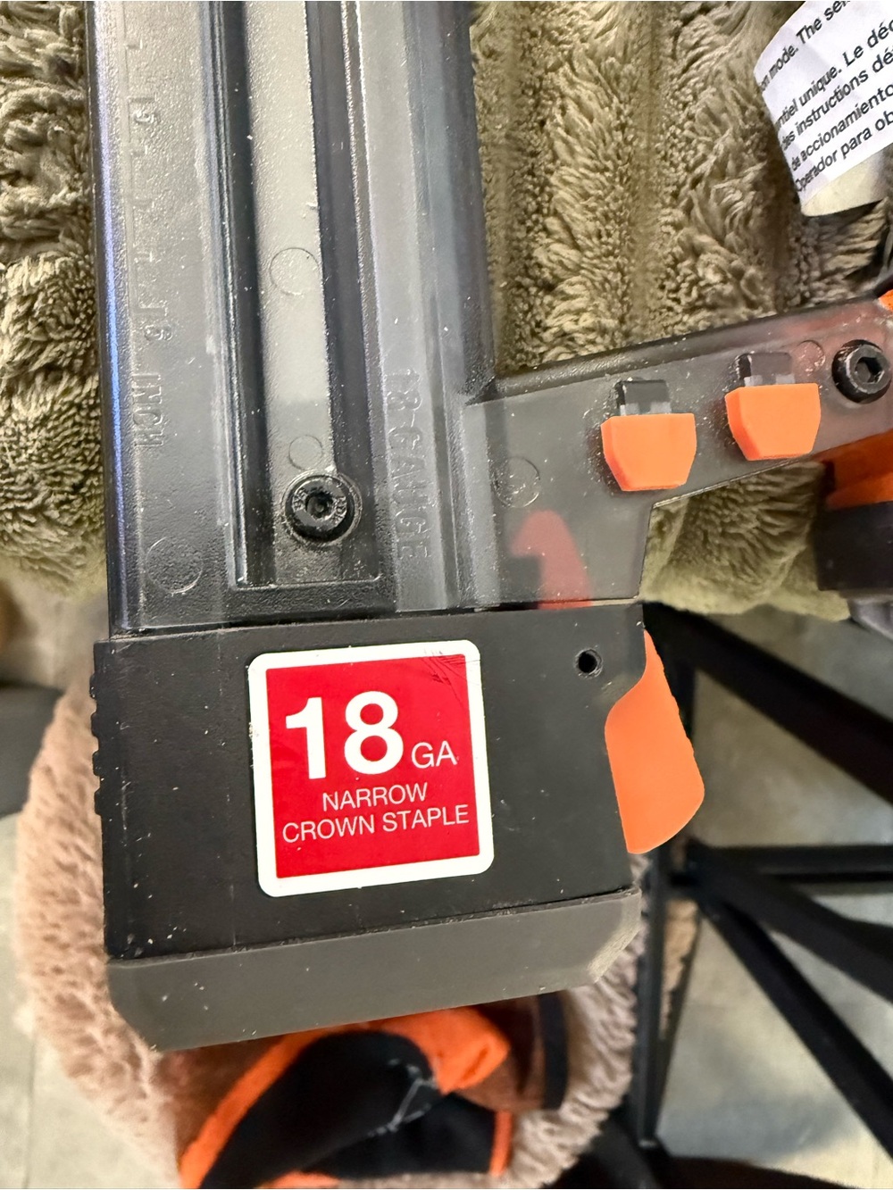 18GA Narrow Crown Staple Gun — Black & Orange Professional Fastening Tool